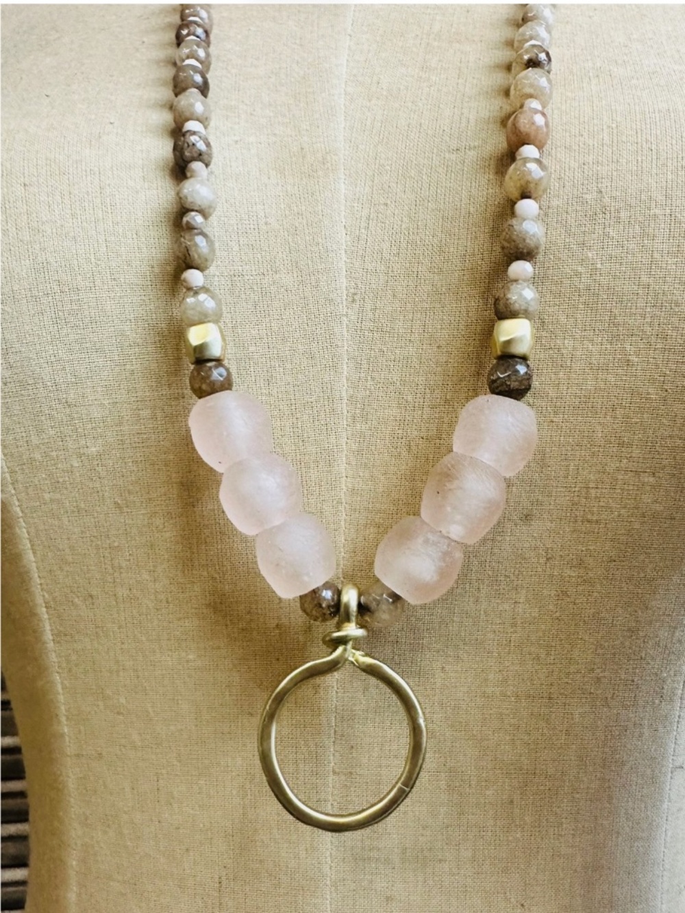 BOHO GYPSY CASHMERE BLUSHING RING NECKLACE